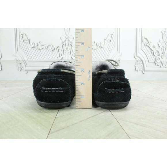 LL Bean Black Suede Shearling Lined Wicked Good Moccasins Slippers 9 M - Picture 8 of 8